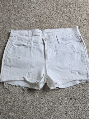 Old Navy White Distressed Denim Micro-Flare Shorts